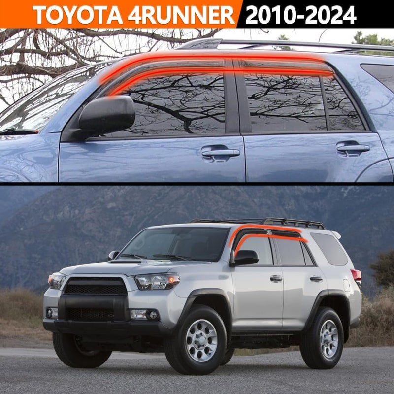 LONGKEES in-Channel Rain Guards for Toyota 4Runner 2010-2024 | Window Deflectors, Vent Window Visors, Wind Guards, Car Window Protector – 4PCS - Image 2